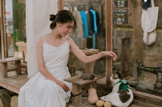 Déguisement de barista pour chat (tablier vert)